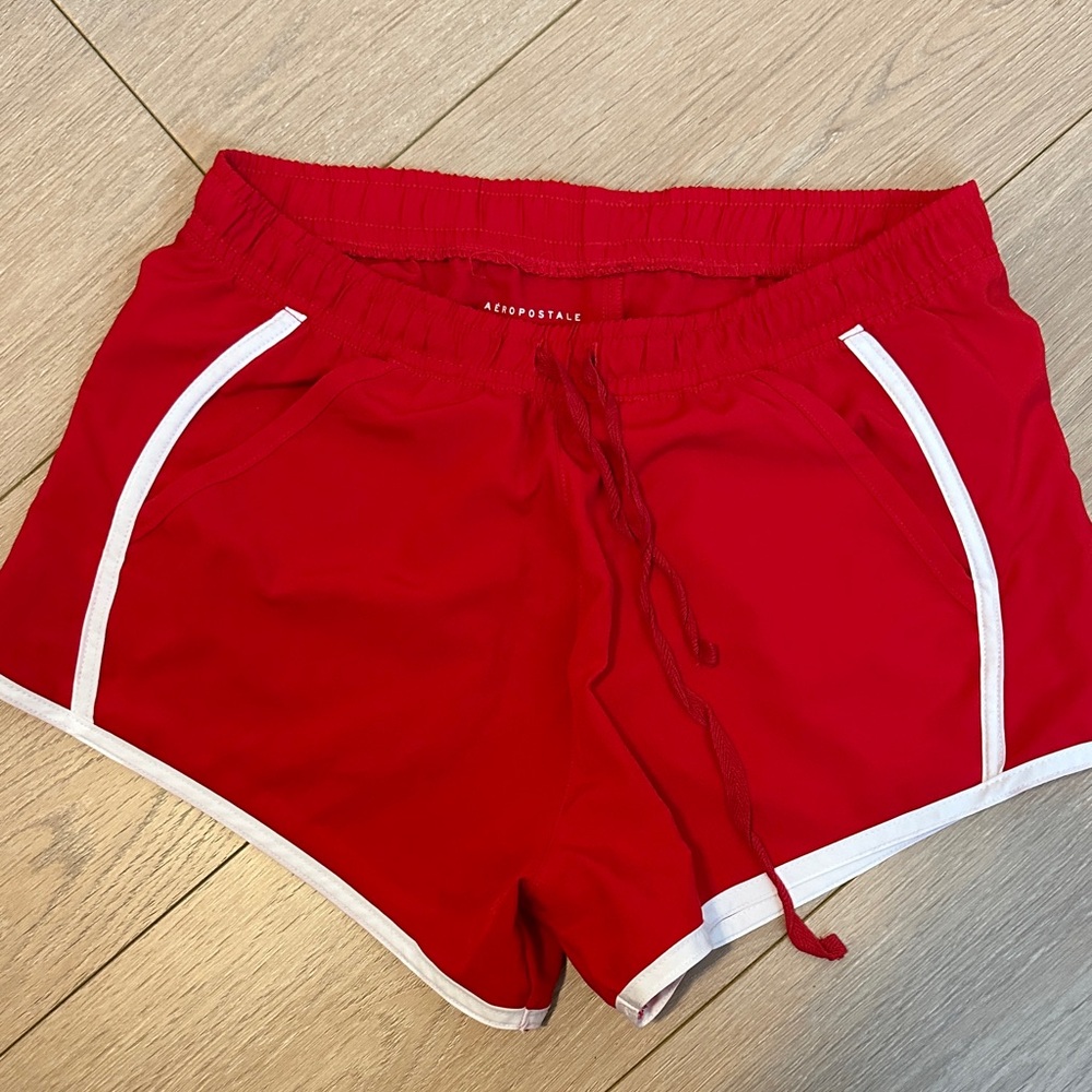 Aeropostale Women's Athletic Red Shorts with White Trim